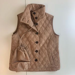 Land’s End Women’s Primaloft Houndstooth Quilted Vest Outerwear Tan Size X-Small